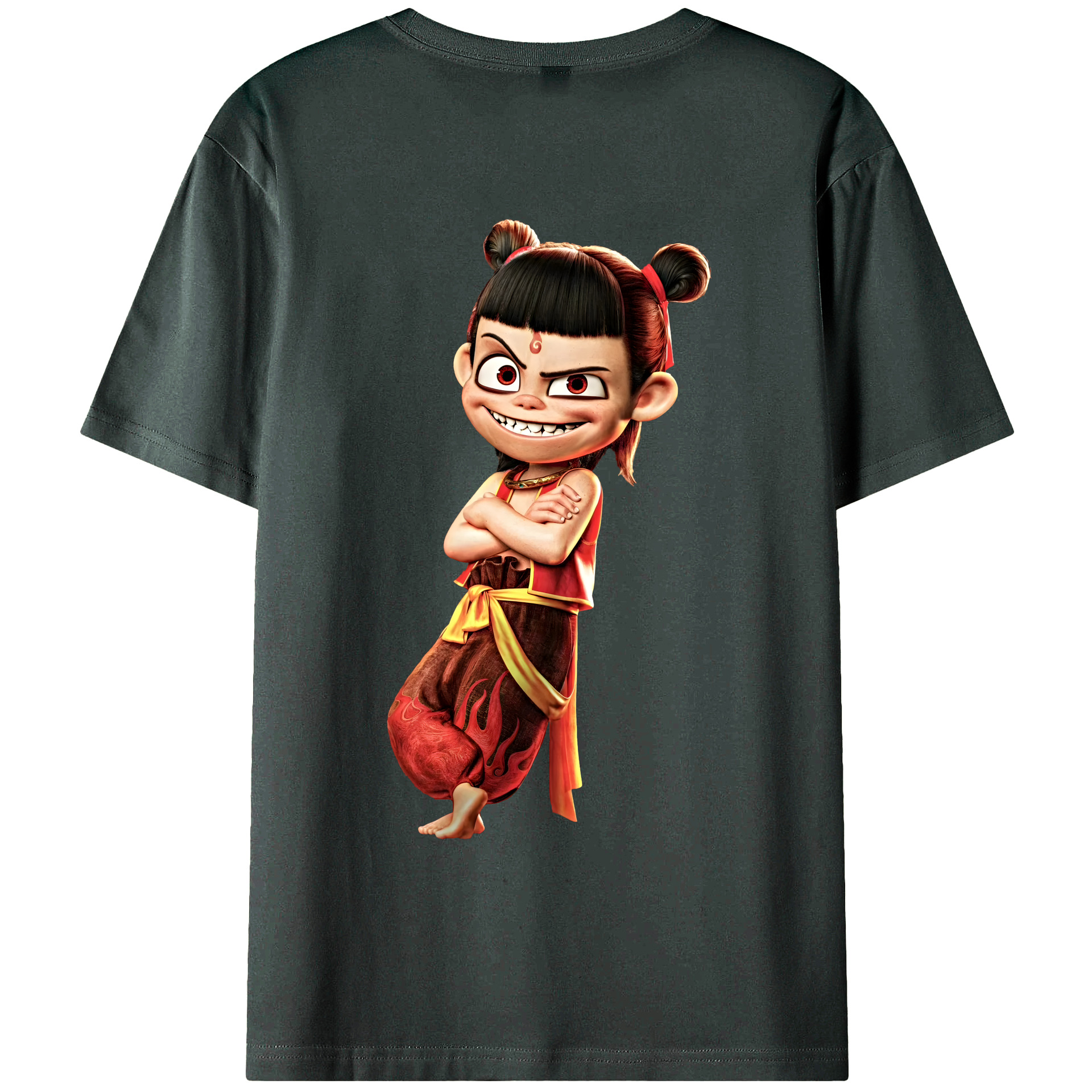 （画像用） Ne Zha 2 ナタ 魔童の大暴れ 綿100％ メンズ半袖Tシャツ（バックプリント） 通気性